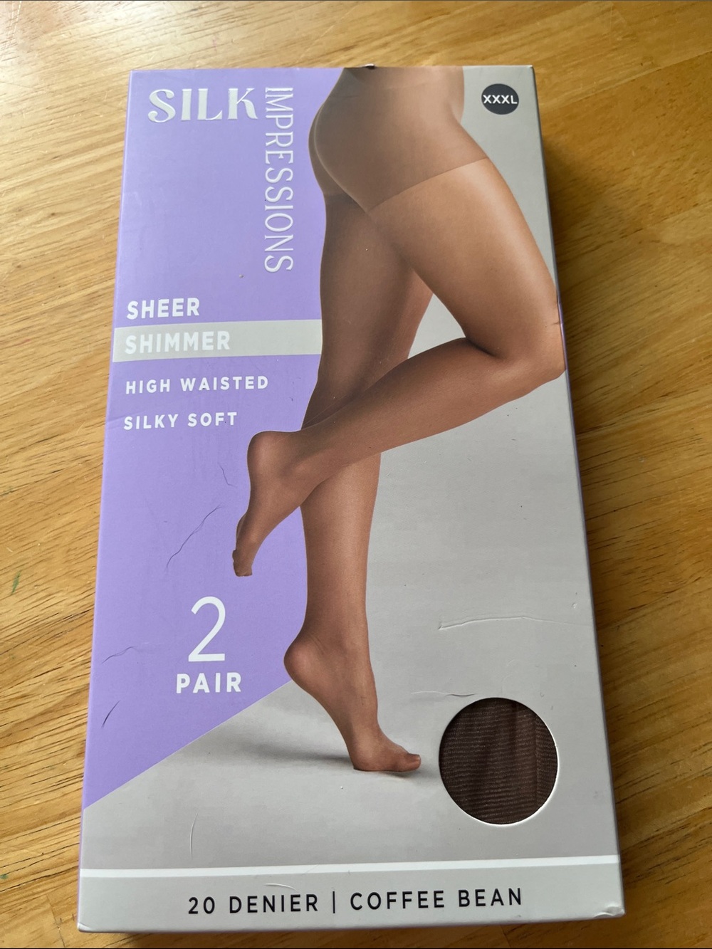 Impressions Silk Sheer Shimmer High-Waisted Tights - Coffee Bean